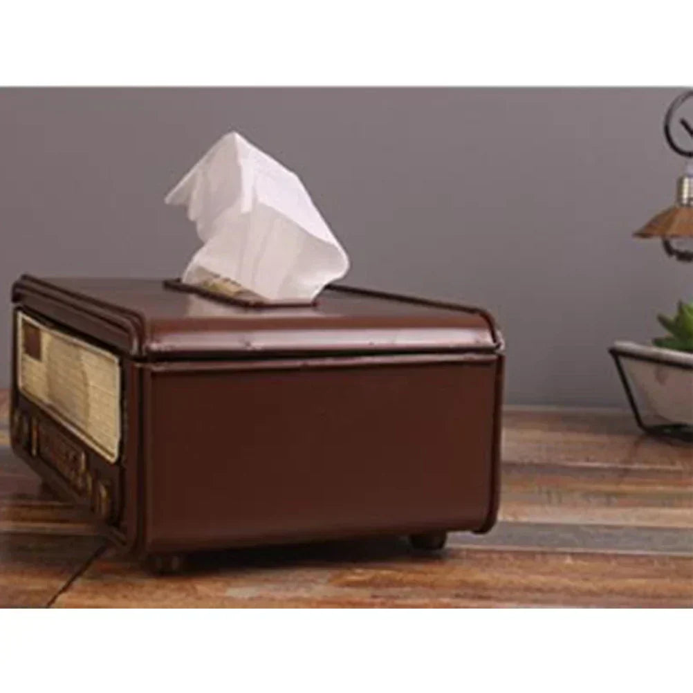 🎁Retro-Radio-Form Taschentuchbox – Papiertuch- & Serviettenhalter für Zuhause, Bar, Büro