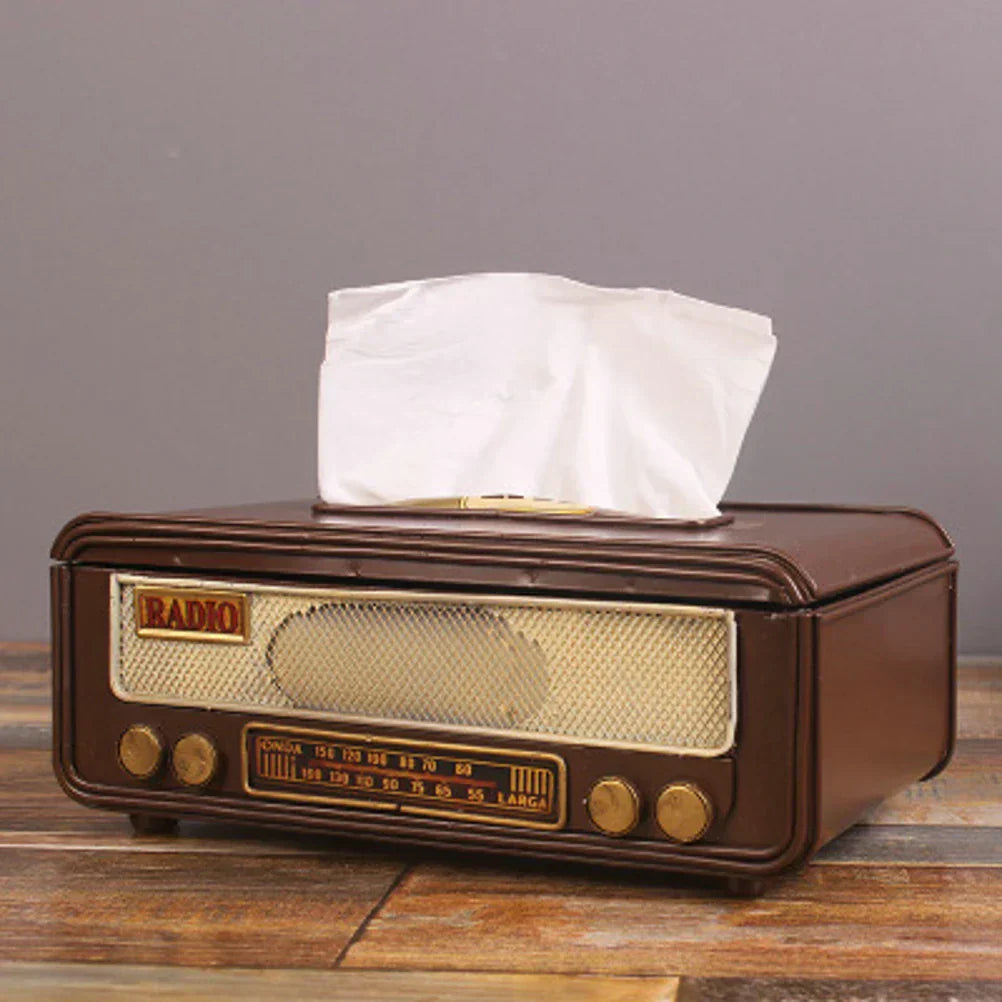 🎁Retro-Radio-Form Taschentuchbox – Papiertuch- & Serviettenhalter für Zuhause, Bar, Büro